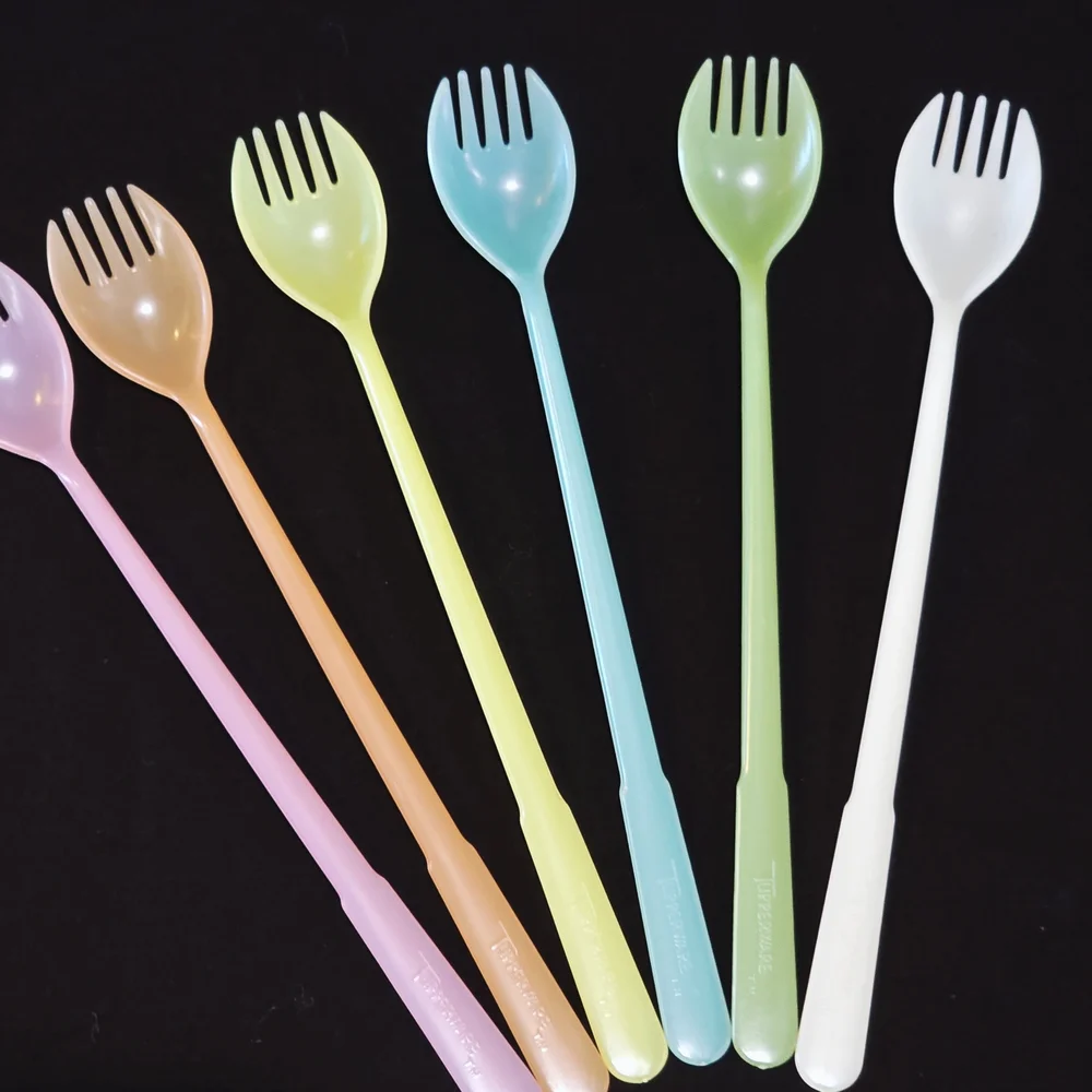1950s Tupperware Fork-O-Spoons Millionaire Line Spork Pastel Fork Spoon Set of 6
